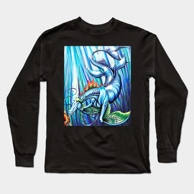 Diving Sea Horse Long Sleeve T-Shirt by Lady Lilac